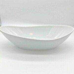 1 Over & Back Sides White Oval Serving Bowl Porcelain 12" long x 6.5" Wide NWOB